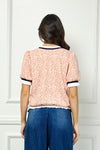 Pink Short Sleeve Printed Contrast Top