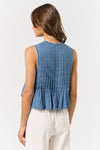 Denim Front Tie Sleeveless Top