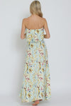 Teal Multi Floral Tube Maxi Dress