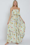 Teal Multi Floral Tube Maxi Dress
