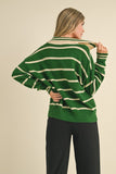Green Striped Collared Sweater