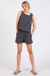 Charcoal Round Neck Sleeveless Top