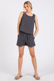 Charcoal Round Neck Sleeveless Top