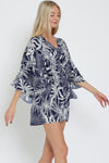 Navy and Ivory Kimono Sleeve Romper