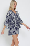 Navy and Ivory Kimono Sleeve Romper