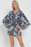 Navy and Ivory Kimono Sleeve Romper