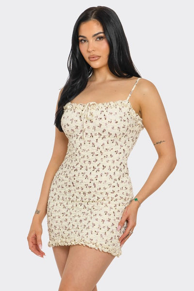 Ivory Flower Mini Dress