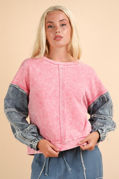 Rose Acid Washed Oversized Sweater