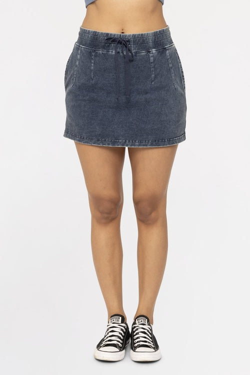 Denim Front Tie Mini Skort