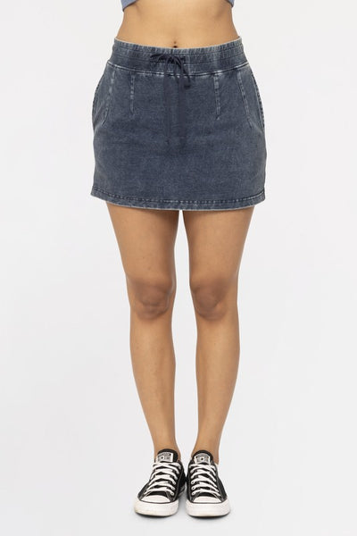 Denim Front Tie Mini Skort