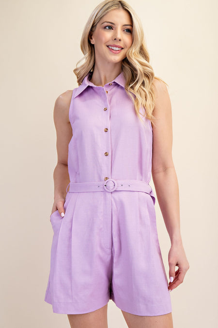 Denim Woven Detail Romper