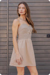 Taupe Top Stitch Bustier Mini Dress