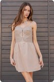 Taupe Top Stitch Bustier Mini Dress