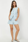Light Denim Vest & Shorts Set
