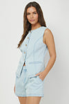 Light Denim Vest & Shorts Set