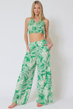 Green Printed Smocked Halter Pants Set