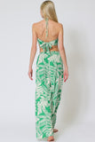 Green Printed Smocked Halter Pants Set
