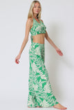 Green Printed Smocked Halter Pants Set