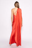 Asymmetric Halter Drape Scarf Slit Maxi Dress