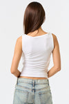 White O-Ring Detail Cowl Top