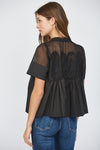 Black Mesh Contrast Top