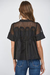 Black Mesh Contrast Top