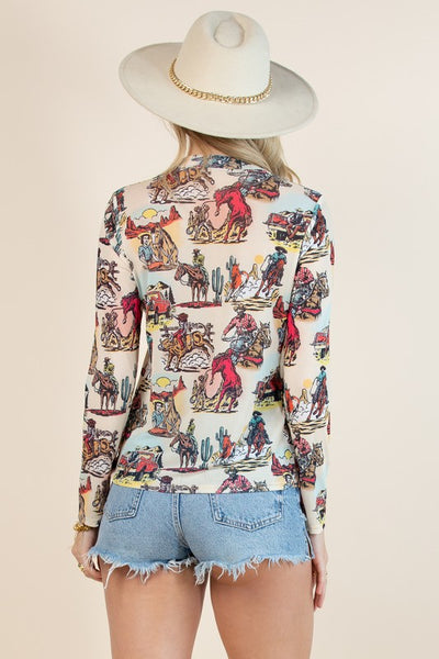 Cowboy Graphic Mesh Shirt