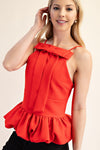 Red Bow Ruffle Balloon Top