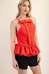 Red Bow Ruffle Balloon Top