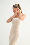 Nude Strapless Midi Dress
