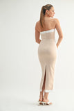 Nude Strapless Midi Dress