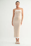 Nude Strapless Midi Dress