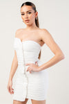 White Stretch Detail Mini Dress