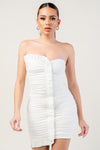 White Stretch Detail Mini Dress