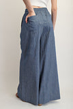 Denim Washed Pinstripe Wide Leg Pant