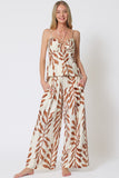 Ivory & Light Brown Floral Top & Pants Set
