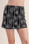 Black Aysmmetrical Skort with Floral Embroidery