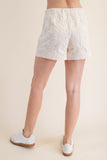 Cream Asymmetric Skort with Floral Embroidery