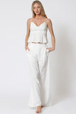White Thin Strap & Flowy Pants Set