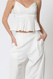 White Thin Strap & Flowy Pants Set