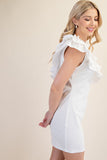 White Ruffle-Trimmed One-Shoulder Dress