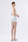 High Rise Striped Patch Pocket Shorts