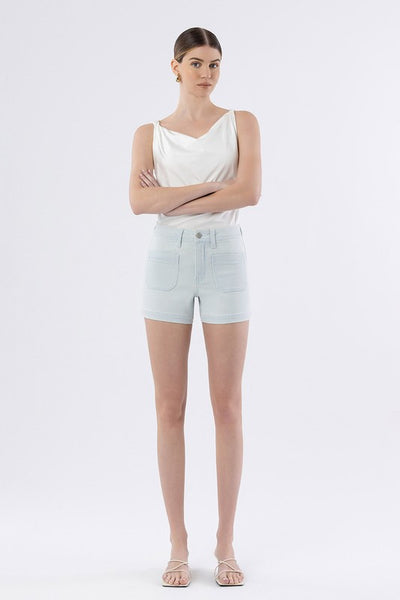 High Rise Striped Patch Pocket Shorts