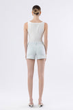 High Rise Striped Patch Pocket Shorts