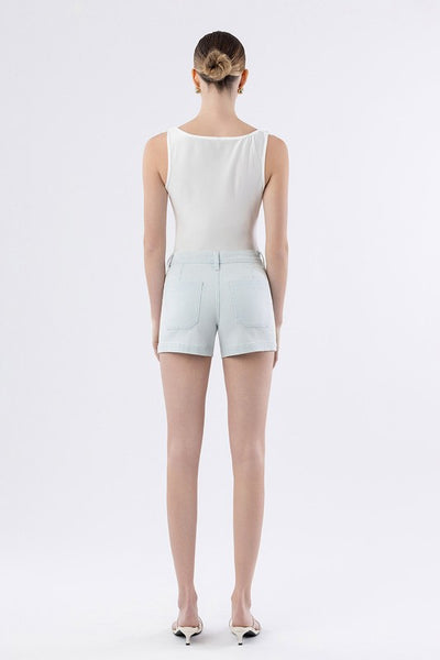 High Rise Striped Patch Pocket Shorts