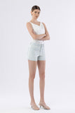 High Rise Striped Patch Pocket Shorts