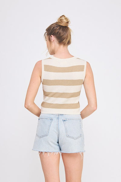 Brown and Cream Striped Tank Sweater