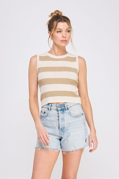 Brown and Cream Striped Tank Sweater