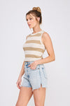 Brown and Cream Striped Tank Sweater