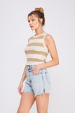 Brown and Cream Striped Tank Sweater